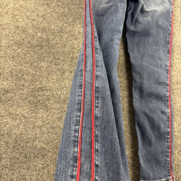 Express Jeans Women's 4 Blue High Rise Ankle Legging Stretch Red Stripe Skinny - Picture 10 of 14